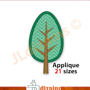 Tree Applique Embroidery Design. Simple tree machine embroidery design. Multiple sizes and instant download.