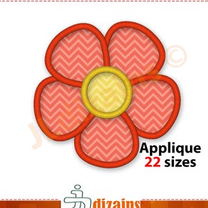Whimsical Flower Applique Design for Clothing or Home Decor in 3