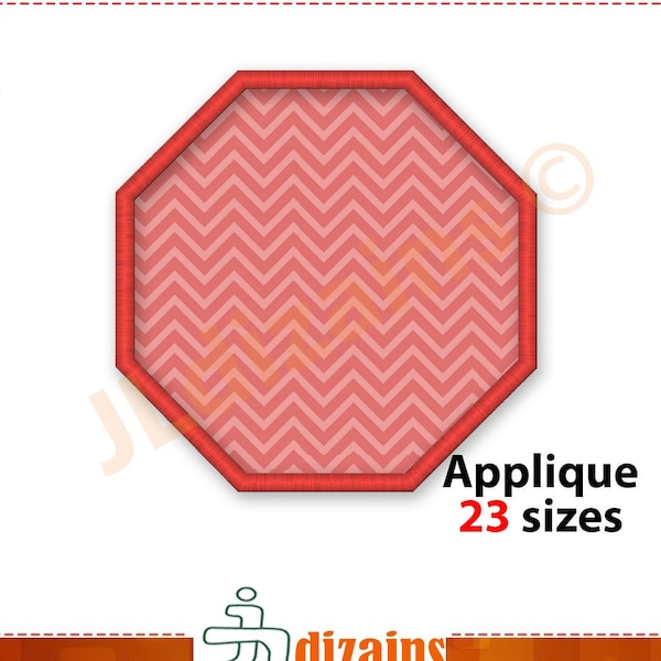 Octagon Applique Embroidery Design. Octagon embroidery design. Octagon applique design. Octagon shape applique machine embroidery design.