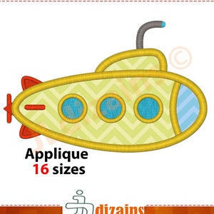 Submarine Applique Design. Submarine embroidery design. Embroidery design submarine. Applique submarine. Nautical. Machine embroidery design