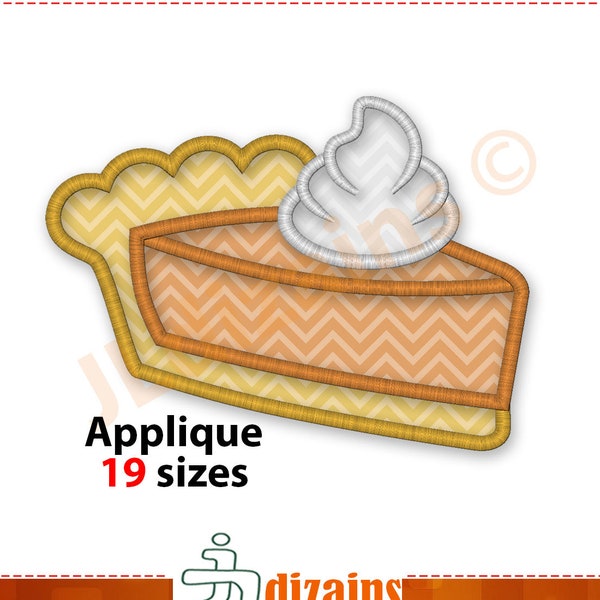 Pie Slice Applique Embroidery Design. Pie applique designs. Pie embroidery designs. Pie slice. Apple pie applique machine embroidery design.