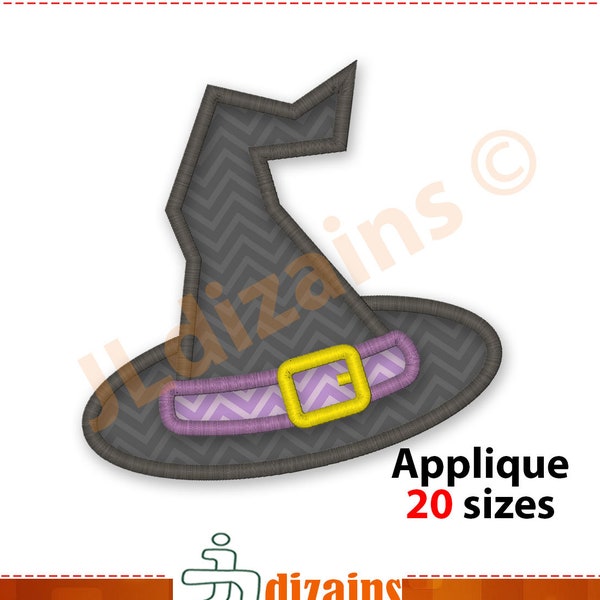 Witches Hat Applique Embroidery Design. Witches hat embroidery designs. Halloween embroidery designs. Machine embroidery applique design.