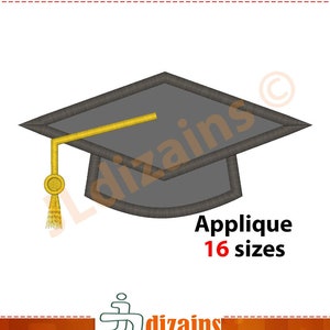 Graduation Hat Applique Design. Graduation hat embroidery design. Graduation cap applique design. Hat embroidery. Machine embroidery design