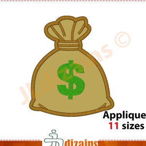 Applicazione per borsa porta soldi. Ricamo per borsa porta soldi. Dollari ricamati. Ricamo per dollari. Applicazione per borsa. Ricamo a macchina.
