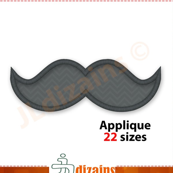 design applique Mustache. la conception de broderie de la machine-TELECHARGER INSTANT - 17 tailles La conception vintage moustache applique