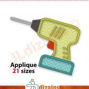 Power Drill Applique Embroidery Design. Drill applique. Drill embroidery. Tools applique Tools embroidery designs Machine embroidery designs