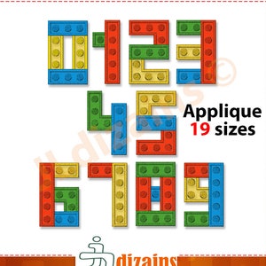 Building block numbers embroidery designs. Machine embroidery designs.