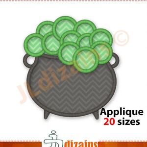 Cauldron Applique Embroidery Design. Caldron embroidery applique. Witches pot applique embroidery design. Machine embroidery applique design