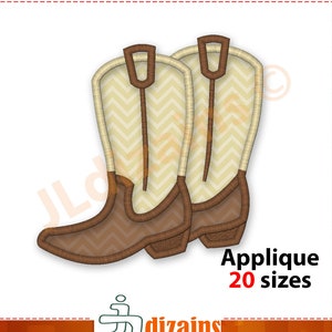 Cowboy Boots Applique Embroidery Design. Cowboy boots applique design. Cowboy boots embroidery. Cowboy machine embroidery designs.