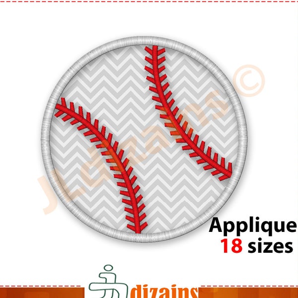 Baseball ball de conception applique. Motif de broderie à la machine - Télécharger Instant - 18 tailles. Design applique Sport.