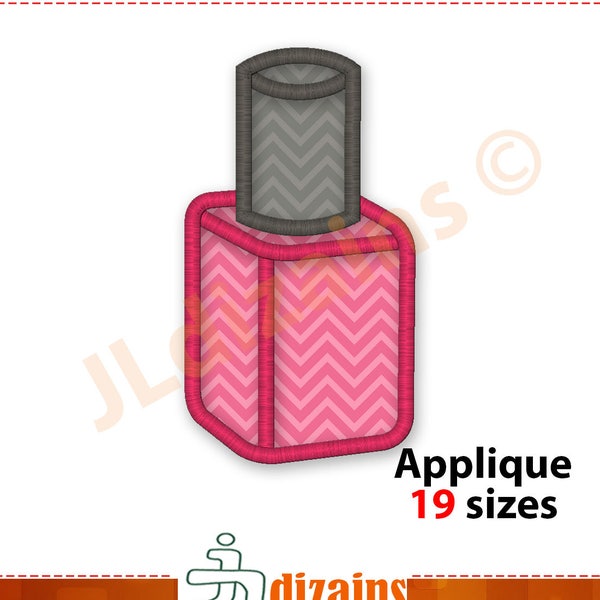 Nail Polish Applique Embroidery Design. Nail polish bottle embroidery design. Nail polish embroidery applique machine embroidery design.