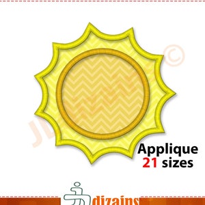 Sun Applique Embroidery Design. Sun embroidery design. Applique sun. Embroidery designs sun. Sun monogram frame machine embroidery design.