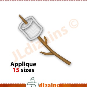 Marshmallow Applique Embroidery Design. Marshmallow embroidery design. Camping applique embroidery. Camping machine embroidery design.