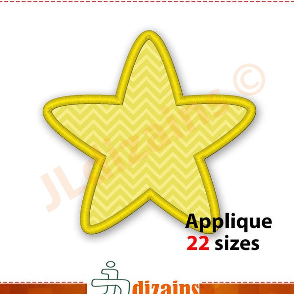 Diseño del applique de la estrella. Diseño del bordado de la máquina. 22 tamaños incluidos. Diseño del bordado de la estrella.