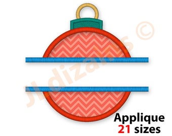 Split Christmas Ball Applique Embroidery Design. Christmas ball embroidery designs. Christmas ball applique machine embroidery design.