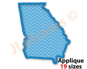 Georgia State Applique Embroidery Design. Machine embroidery design. Georgia embroidery. US states embroidery applique.