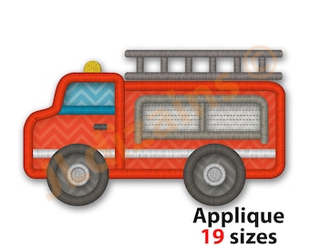 Fire Truck Applique Embroidery Design. Fire truck applique design. Firetruck embroidery design. Fire truck. Truck Machine embroidery design.