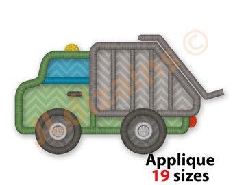 Garbage Truck Applique Design Embroidery Trash Machine