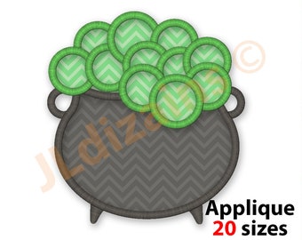 Cauldron Applique Embroidery Design. Caldron embroidery applique. Witches pot applique embroidery design. Machine embroidery applique design