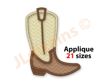 disegno avvio applique Cowboy. Ricamo a macchina di progettazione - Download immediata - 14 misure. disegno avvio applique occidentale