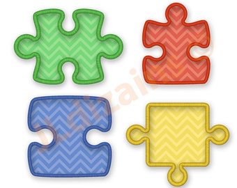 Puzzle Piece Applique Design Set. Puzzle embroidery designs. Puzzle piece applique embroidery design. Applique machine embroidery designs.