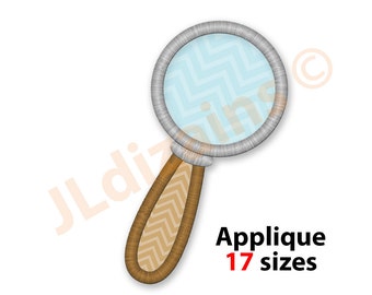Magnifying Glass Applique Design. Magnifying glass embroidery design. Hand lens applique. Embroidery glass. Machine embroidery design