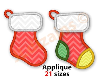 Christmas Stocking Applique Design. Christmas stocking embroidery design. Christmas sock applique. Sock embroidery Machine embroidery design