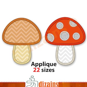 Mushroom Applique Embroidery designs set. Two separate mushroom machine embroidery design set. Mini to large sizes included.