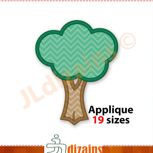 Diseño del applique del árbol. Diseño del bordado de la máquina. 19 tamaños incluidos. Diseño del bordado del árbol. Aplicación de árbol.