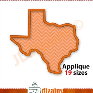 Texas State Applique bordado de diseño. Diseño de bordado a máquina de Texas. Diseño de apliques de Texas.