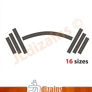 Barbell Embroidery design. Fitness embroidery. Machine embroidery design. Instant download.