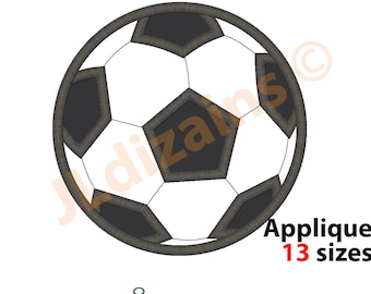 Soccer Ball Applique Embroidery Design. Football Sports Machine Embroidery Pattern. 13 Sizes. Instant Download.