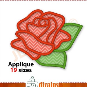 Rose Applique Embroidery Design. Rose Flower machine embroidery design with instant download files and 19 sizes included.