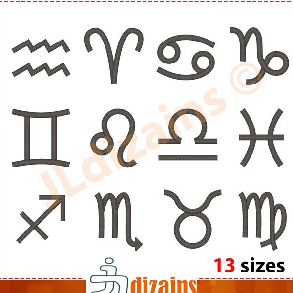 Zodiac Signs Embroidery Design Set. Horoscope symbols embroidery. Horoscope embroidery. Zodiac embroidery. Zodiac.Machine embroidery design