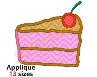 Ontwerp met cake-appliqué. Taartborduurontwerp. Applicatie voor cakevorm. Taartborduurwerk. Verjaardagstaartapplicatie. Machineborduurontwerp