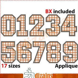 números de adorno. diseño de bordado a máquina - DESCÁRGALO - 17 tamaños cada número. números de adorno. camiseta número apliques.