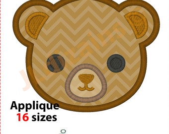 Cute Bear Face Applique Embroidery Design (Digital Download)