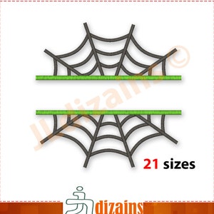 Spider Web Split Monogram Frame Embroidery Design. Halloween Spiderweb Name Frame. Spooky Machine Embroidery Pattern. 21 Sizes.