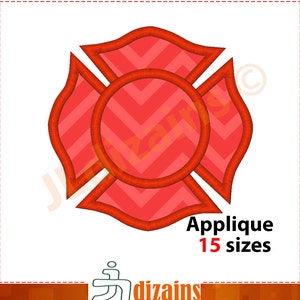 Firefighter Badge Applique Embroidery Design – 15 Sizes Included, Fireman Machine Embroidery file, Instant Download.