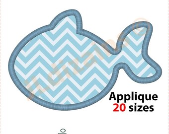 Fish Applique Embroidery Design. Fish outline pattern. 20 sizes. Instant download files.
