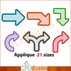 Pfeile Applikation Design gesetzt. Maschinenstickereientwurf - INSTANT DOWNLOAD- 21 Größen jeder. Pfeil Applikation. Pfeil Stickerei-Design