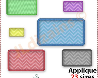 Rectangle Applique embroidery design. Rectangle with rounded corners machine embroidery design. Instant download. Multiple sizes.
