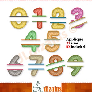 Split Numbers Applique Design Set. Split number embroidery applique design. Birthday split numbers embroidery machine applique design.