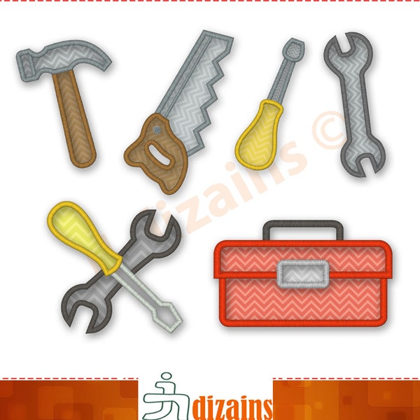 Tools Applique Design Set. Tools embroidery design. Tools embroidery applique. Embroidery designs tools. Tools Machine embroidery design