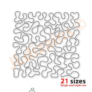 Stipple Quilt Block Embroidery Design. Quilting block background embroidery. Continuous run and bean stitch machine embroidery design.