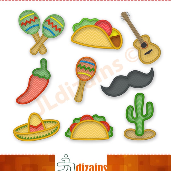 Fiesta Applique Embroidery Design Set. Mexican fiesta embroidery. Mexican applique. Mexican embroidery. Applique Machine embroidery designs.