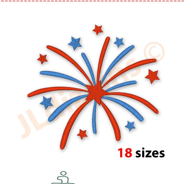 Fireworks embroidery design. 4 July embroidery design. Firework embroidery instant download machine embroidery design - 18 sizes.