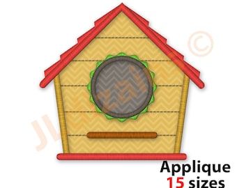 Birdhouse Embroidery Applique Design. Birdhouse applique design. Birdhouse embroidery design. Spring embroidery. Machine embroidery design.