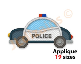 Police Car Applique Embroidery Design. Machine embroidery. 19 sizes and instant download.