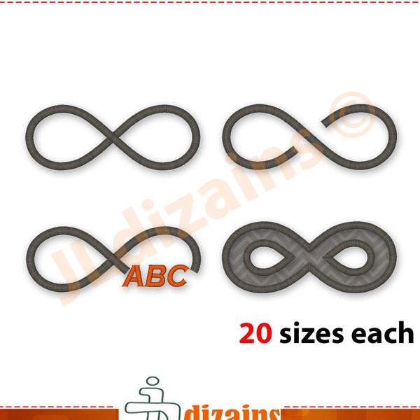 Infinity Symbol Embroidery Design Set. Infinity embroidery. Infinity applique design. Embroidery designs. Infinity machine embroidery design